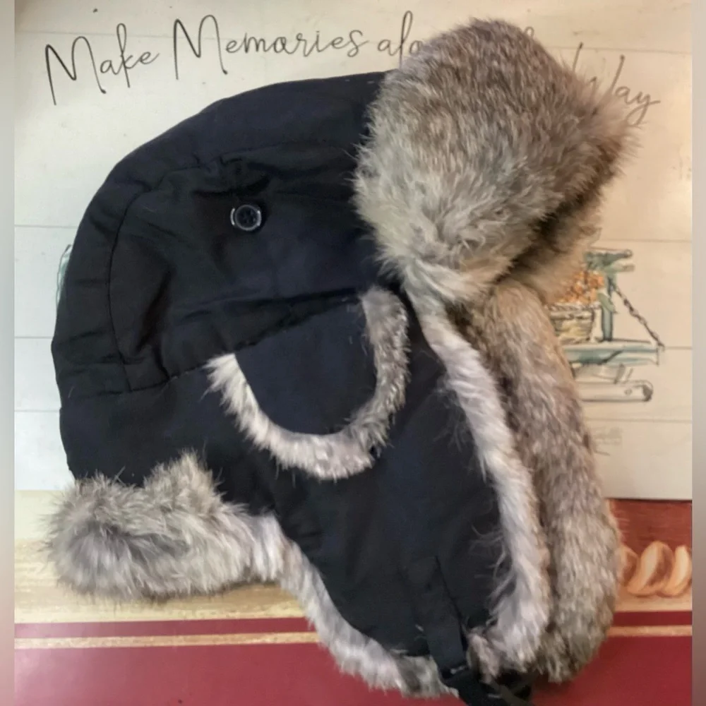 Yukon Tracks | Rabbit Fur Trapper Hat | Black | Youth Large |Unisex